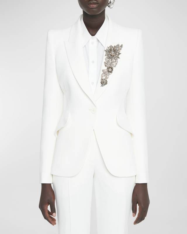 Crystal Single-Breasted Blazer Jacket